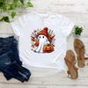 Halloween Cute Ghost T-shirt Halloween Pumpkin Spice Tee Women's Graphic T Shirts Spooky Season T-shirts Trick or Treat Tees