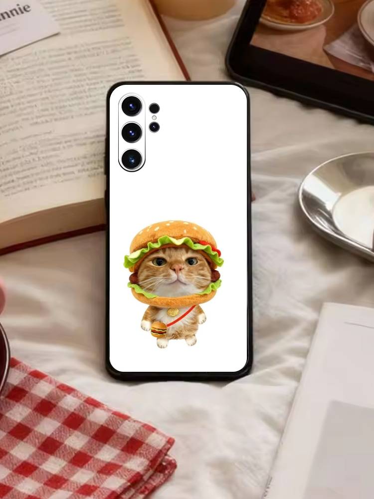 Чехол для телефона с большими глазами Глупые кошки Для Samsung S26,S25,S24,S23,S22,S21,S20,Plus,Fe,Lite,Другие Черный Чехол