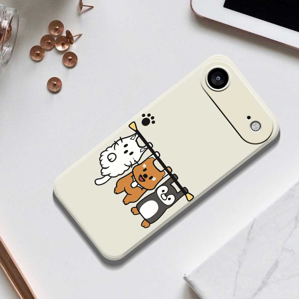 For iPhone 17 Air Case Three Animal Dolls Pattern Printing Straight Edge TPU Phone Back Cover