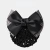 Lady Nurse Bowknot Ribbon Stripe Women Barrette Net Bun Crochet Net Bun Hair Cover Net Bun Snood