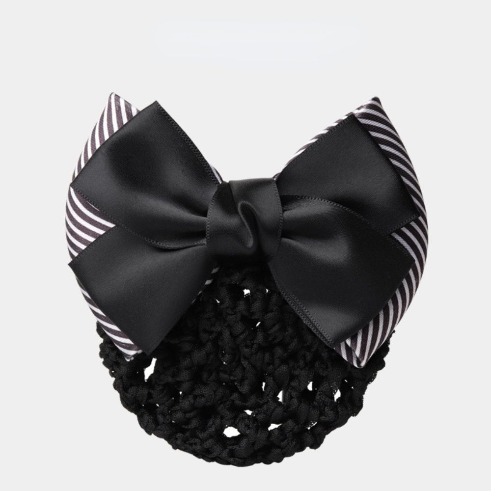Lady Nurse Bowknot Ribbon Stripe Women Barrette Net Bun Crochet Net Bun Hair Cover Net Bun Snood