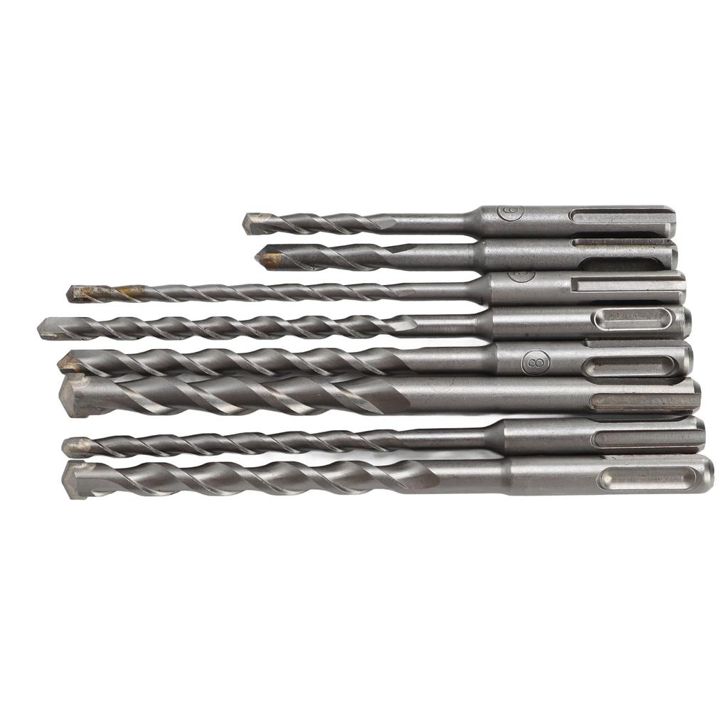 8Pcs Hammer Drill Bit Carbide Tip 2 Flute Drilling Tool Set Kit for Concrete