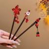 Flower Wooden Hair Stick Tassel Hanfu Hairpin Classical   Cheongsam Accessories