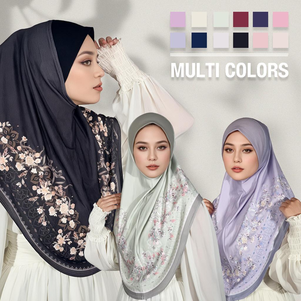 Muslim Hijabs Women Head Wrap Square Scarf Floral Print Turban Cap