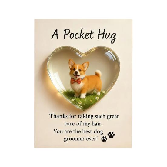 Карманные обнимашки для грумеров с поздравительной открыткой Акриловое сердце Карманные обнимашки для грумеров