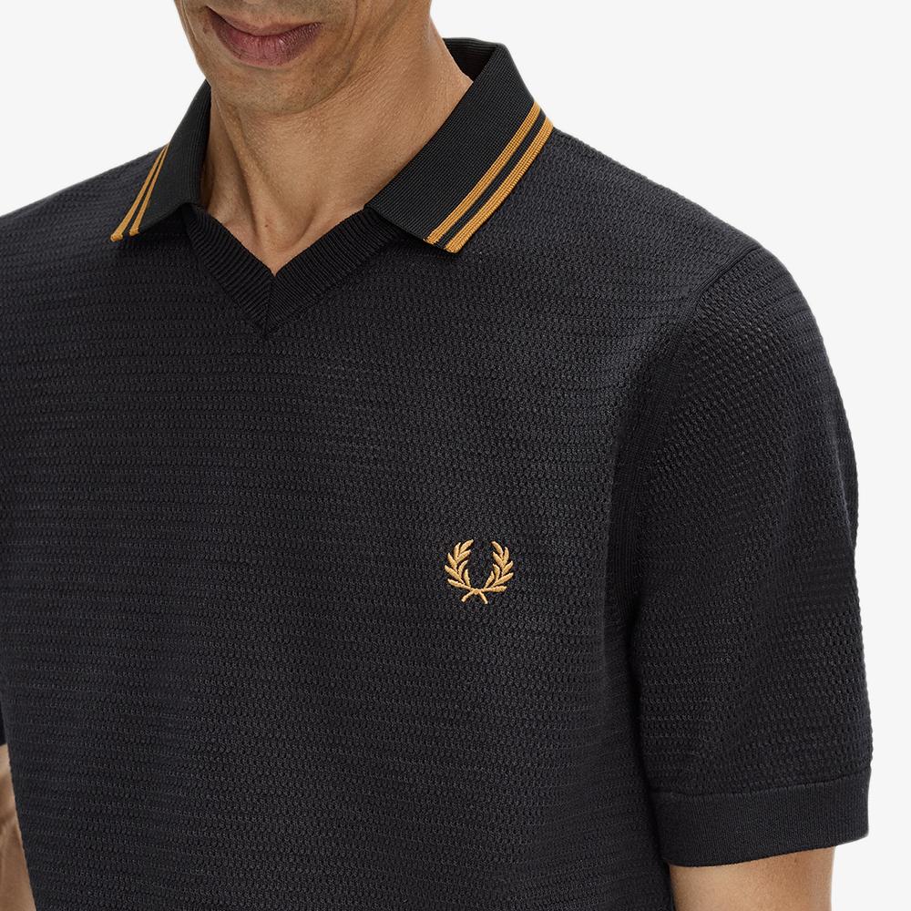 FRED PERRY [Sharp] Pointel Knit Shirt - Black Afpm2612330-102