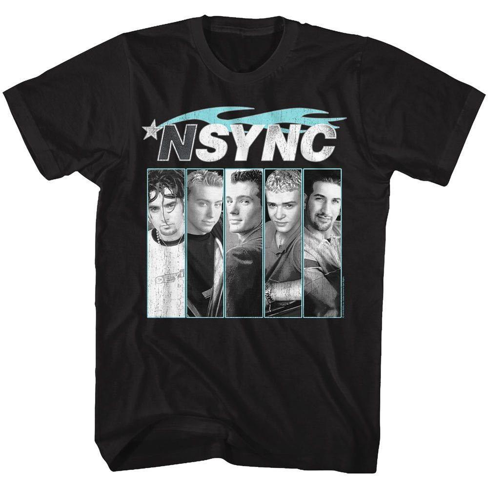 NSYNC Mens T-Shirt New Blue Flame in 100% Black Cotton SM5XL Timberlake Unisex T-Shirt