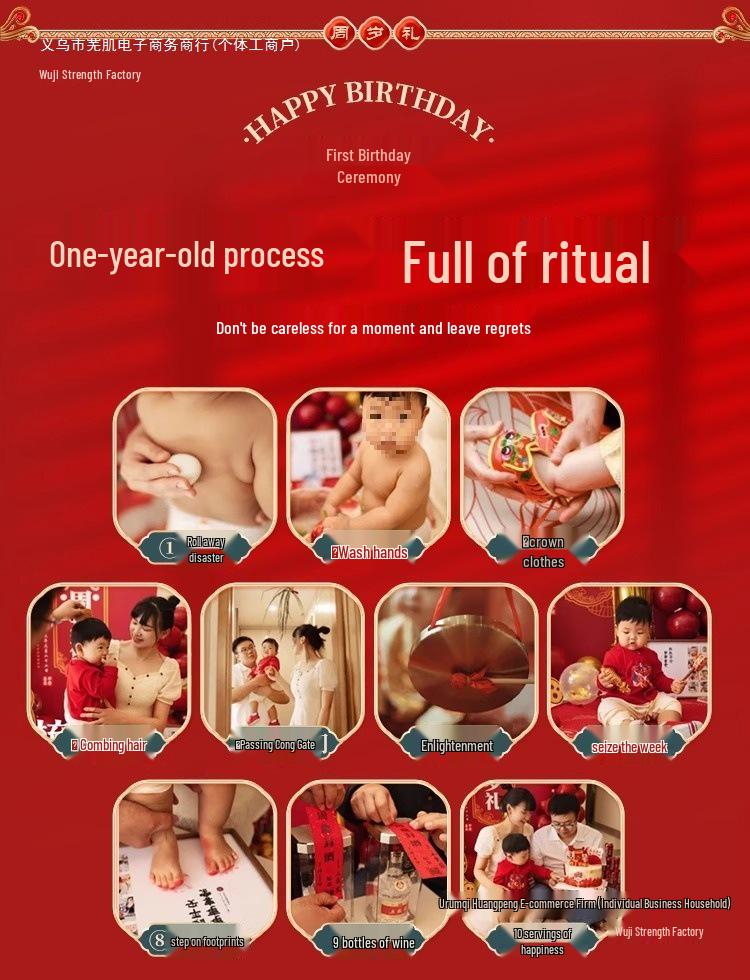 Chinese Dragon-Themed First Birthday Decoration Set