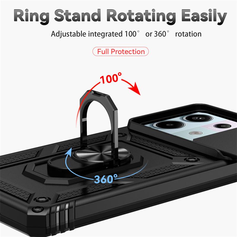 For Xiaomi Poco X6 5G Case Slide Camera Lens Protect Phone Case For PocoX6 Poko Little X6 X 6 6X Magnetic Ring Holder Back Cover
