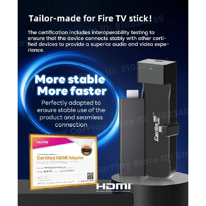 Carlinkit FireDrive Link Convert Wired CarPlay to HDMI for Fire TV Stick Streaming Car Entertainment Solution Quick & Easy Setup