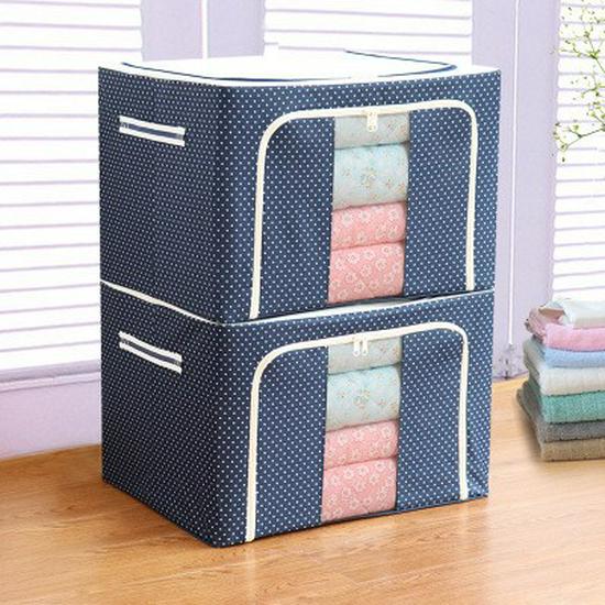 «Складной тканевый ящик для хранения со стальным каркасом и водостойкой имитацией льна»