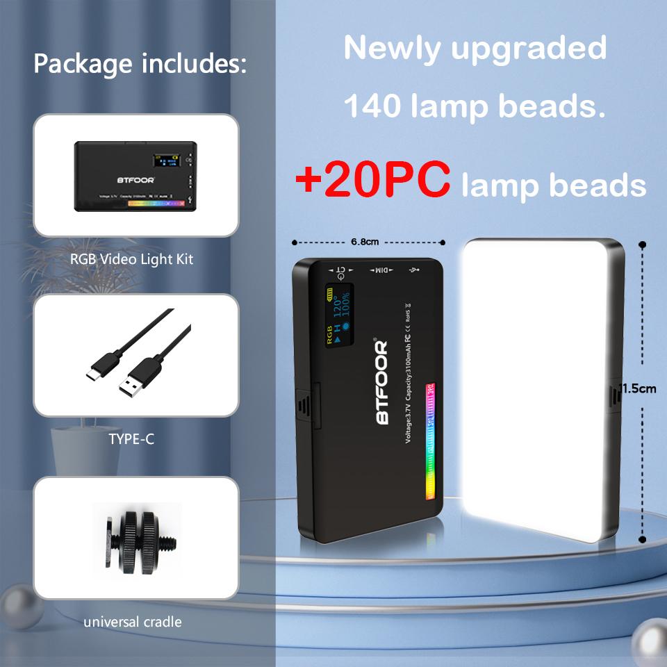 Светодиодный RGB-светодиод для видеосъемки, панель освещения камеры CRI95 + 2500-9000K, ЖК-дисплей, холодный башмак для прямой трансляции Vlog DSLR