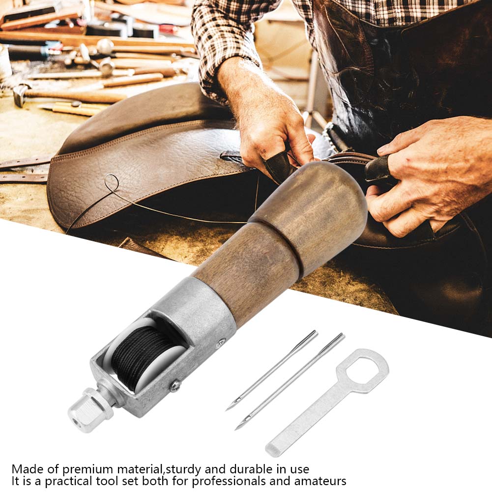 Leather Craft Automatic Lock Stitching Sewing Awl Tool Kit with 2 Needles