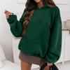 Women's Autumn And Winter Solid Color Pullover Hooded Sweatshirt Fleece Plus Size Long Sleeve Short Fashion Sweatshirt