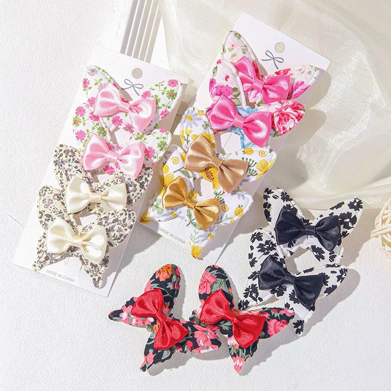 New 4PCS Flower Butterfly Hair Clips Girls Favorite Fashion Lovly Barrettes Clips Gift Baby Hair Accessories