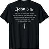 Иоанн 3:16 христианских библейских стихов WWJD Религиозная футболка СЗАДИ Дизайн Унисекс Футболка