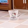 10 Набор Миниатюрный Кукольный Домик Hello Kitty Прозрачные Модели Чашек Аксессуары для Сцены Гостиной Кукольного Домика Детские Игрушки для Ролевых Игр Сделай Сам