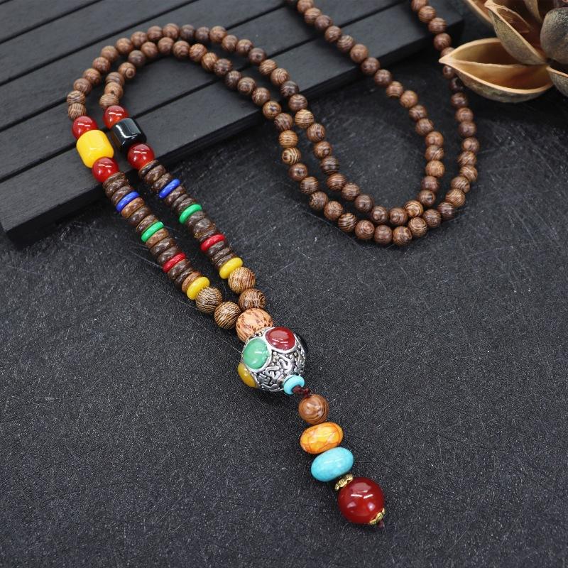Nepalese Style Retro Long Necklace Men's and Women's Simple Tibetan Pendant Literary and Versatile Sweater Chain Accessories