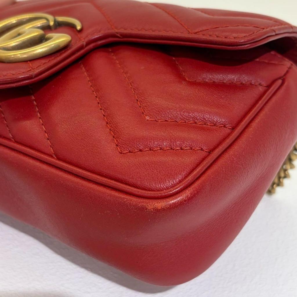 [Pre-Owned] GG Marmont Vintage Metal Logo Quilted Leather Mini Shoulder Bag - Very Good #MTI5ZK
