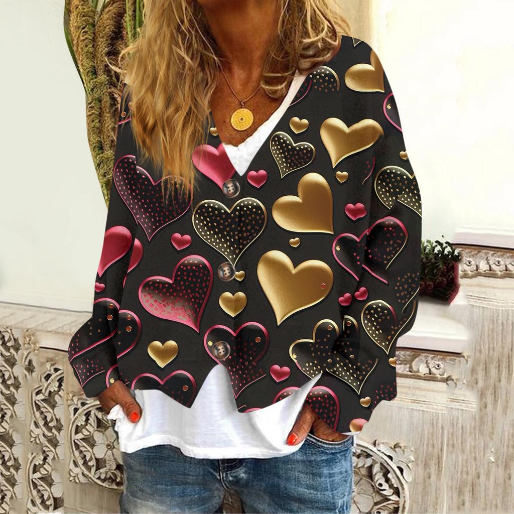 Женская модная короткая куртка, повседневная, с длинными рукавами, с принтом ко Дню святого Валентина, однобортный плюшевый топ