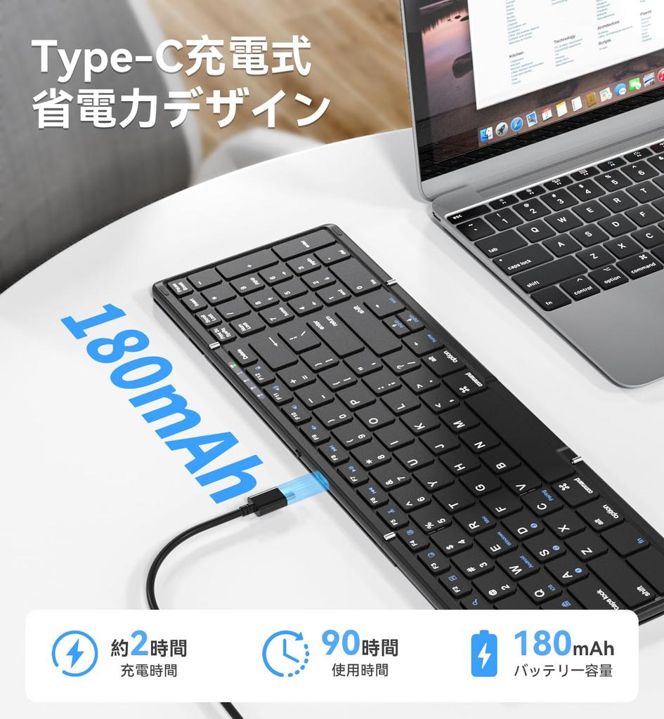 Omikamo Foldable Keyboard Bluetooth Wireless iPad Keyboard with English Layout and Numeric Keypad Registers 3 Devices Compatible with iOS Windows
