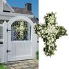Garland Easter Wreath for Front Door Faith-Inspired Spring Decoration with Realistic Greenery And White Flowers Religious Indoor Porch Decor Gift