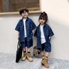 Girls Boys Set Summer Fashionable Medium Small Children's Loose Leisure Parent Child Clothing Explosive Street Cowboy Shirt