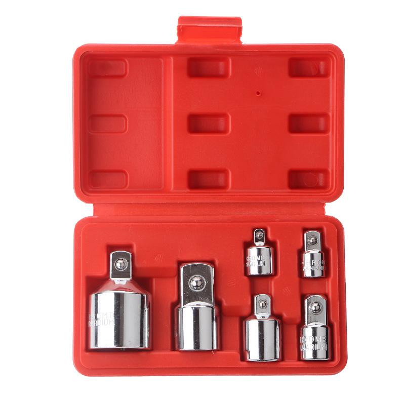 6-Piece CR-V Socket Adapter Set: 1/2" To 3/8" To 1/4" Ratchet Wrench Converters