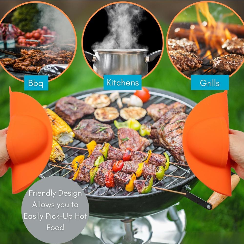 2PACK Silicone BBQ Grill Mitts Heat Resistant Oven Mitts Heat Resistant Gloves  Smoking