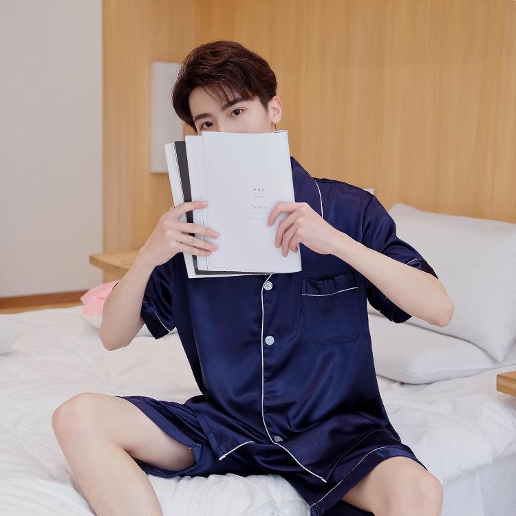 Хань Ятун Шелковый Комплект Пижам для Пары: Осенний кардиган с длинным рукавом для дома