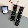 Цветочный гравированный ремешок для Apple Watch Band 46мм 40мм 44мм45мм 42мм 41мм Силиконовый Спортивный iWatch Серии 10 9 8 7 6 5 4 Ultra 2