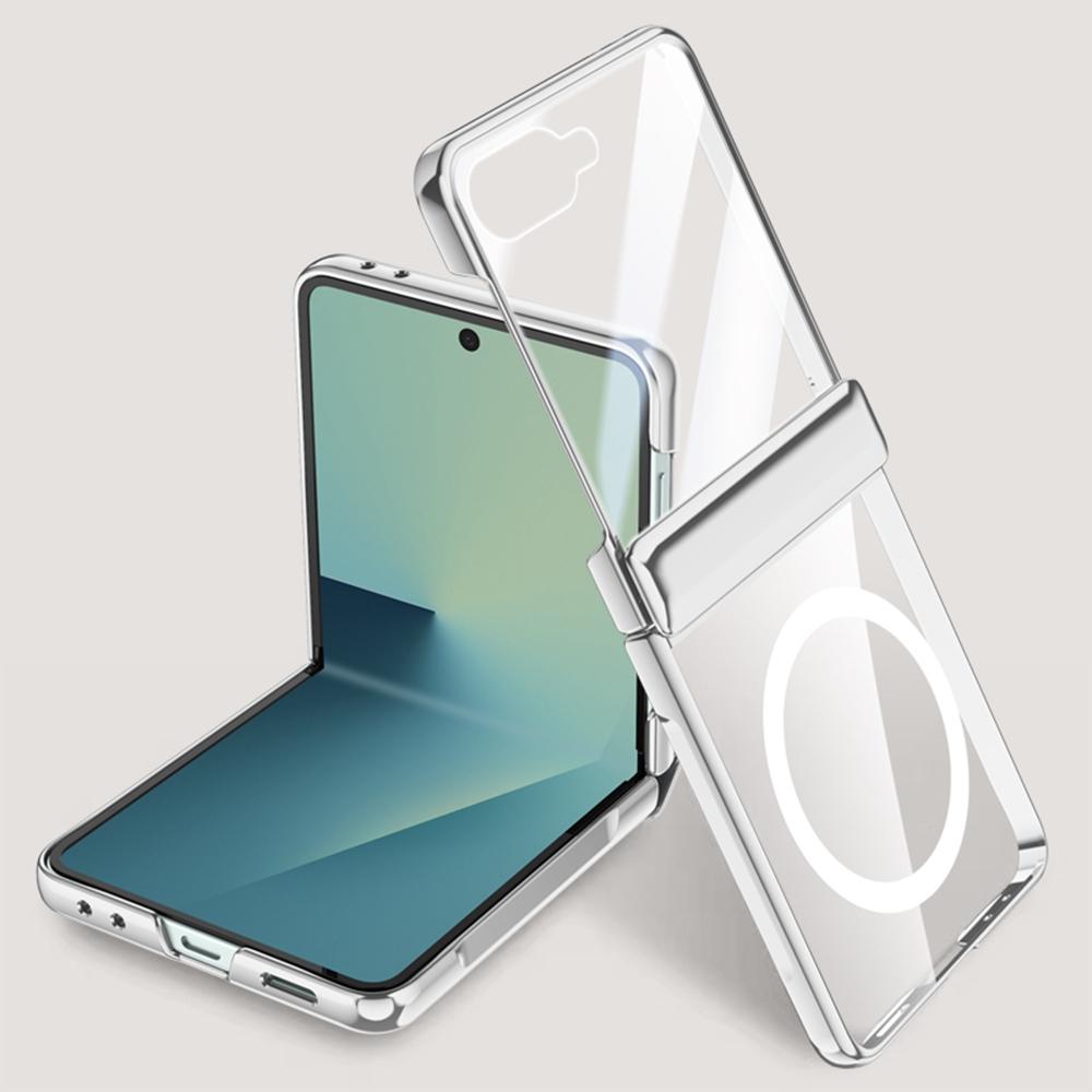 For Samsung Galaxy Z Flip7 5G Magnetic Case Hard PC+Acrylic Phone Cover with HD Rear Small Screen Protector