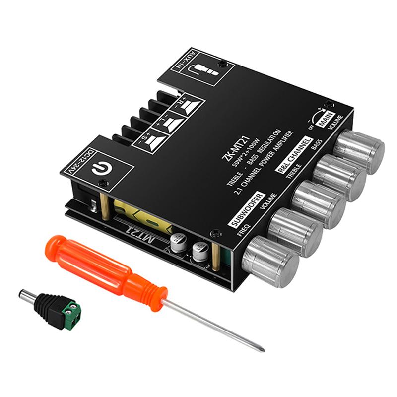 1 шт. Zk-Mt21 2X50 Вт + 100 Вт 2,1-канальный Bluetooth 5,0 сабвуфер цифровой басовый усилитель