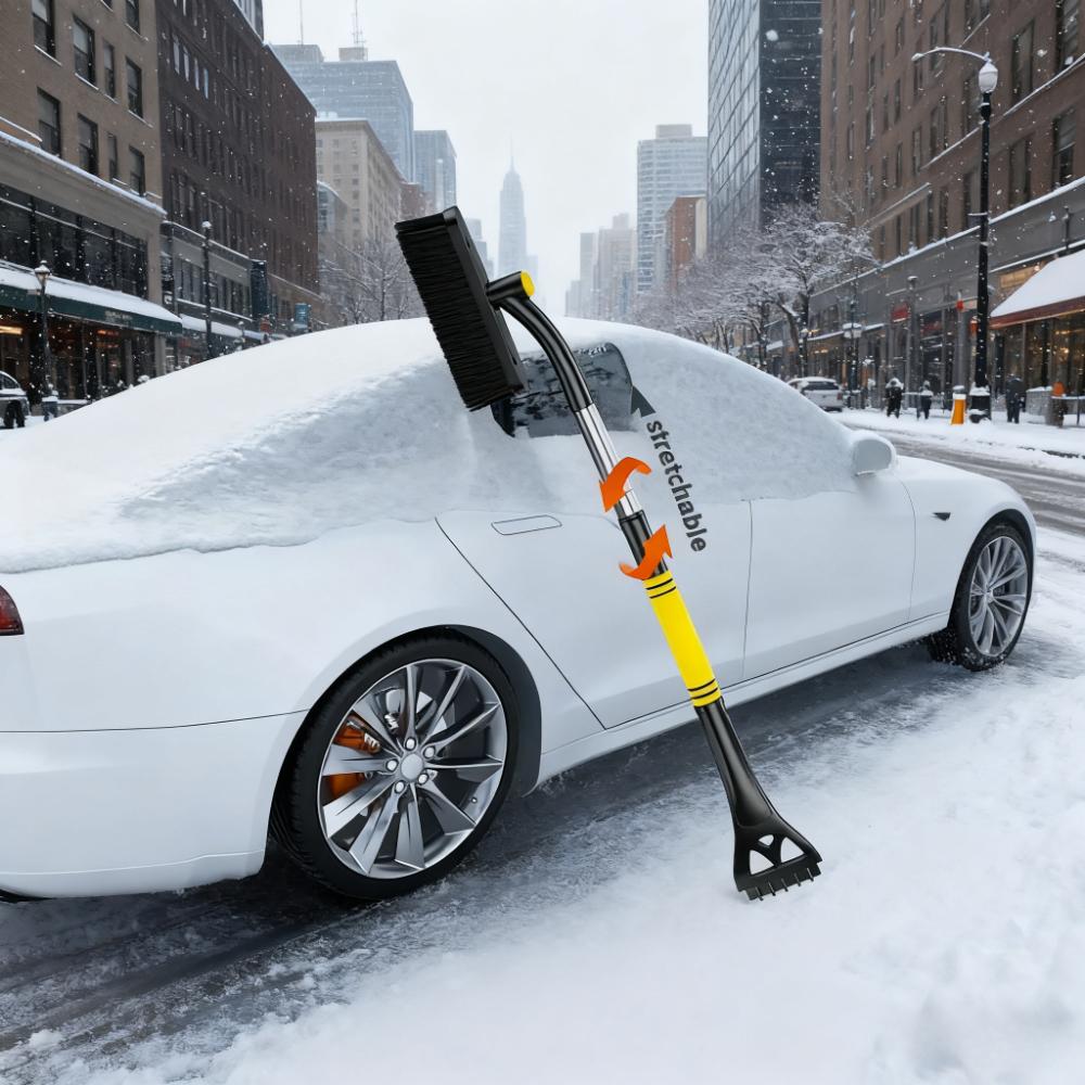Car mounted snow removal shovel, three in one retractable snow brush, ice removal scraper, snow scraper