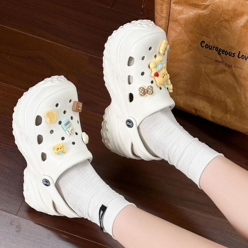 Летняя рекомендация~ Милые и прохладные новые EVA шлепанцы с эффектом ходьбы по дерьму, женские сандалии на толстой подошве для увеличения роста, водонепроницаемые, с закрытым носком, be