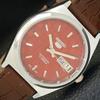 ВОССТАНОВЛЕННЫЕ АВТОМАТИЧЕСКИЕ МУЖСКИЕ ЧАСЫ SEIKO 5, СДЕЛАНО В ЯПОНИИ, КРАСНЫЙ ЦИФЕРБЛАТ, ИЗГОТОВЛЕНЫ НА ЗАКАЗ a440041-2 QV90-a440041