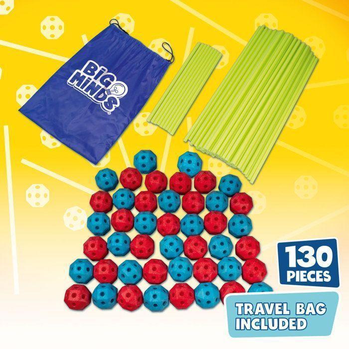 Construction Set - Big Minds - Kid's Cabin - 45 Pieces - Glows In the Dark - Carrying Bag Included