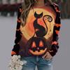 Женская повседневная модная футболка с длинным рукавом и принтом на Хэллоуин