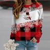 Fall Autumn Women'S Fashion O Neck Long Sleeve T-Shirt Loose Clothes Grid Snowflakes Print T Shirt