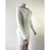 Autumn and Winter Women's Sweater Mid-length Twist Waist Dress Knitwear
