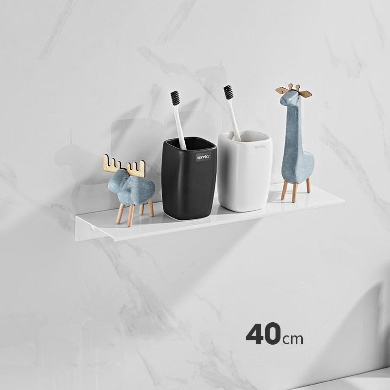 30-50cm Wall-mounted Bathroom Shower Shelf Black/White Wash Gargle Storage Rack Holder Toilet Organize Aluminum Bathroom Shelves