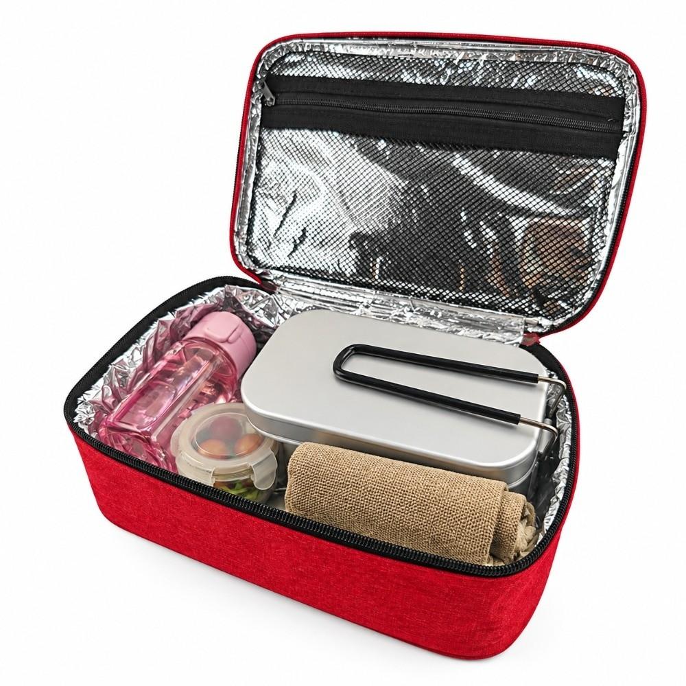 Two-Way Zipper Insulated Cooler Bag Leather Handle Lunch Box Thermal Fresh Carrier Office
