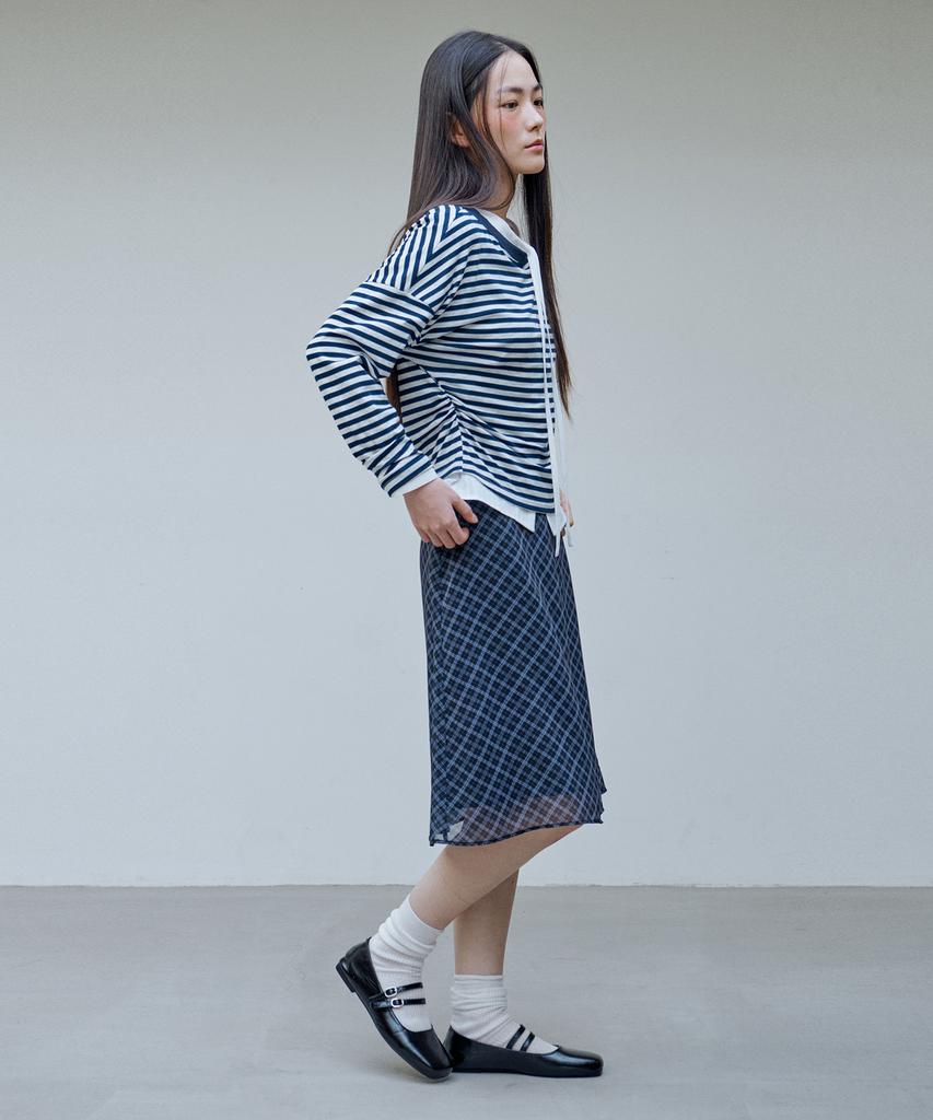 Awi Sheer Check Skirt_Black