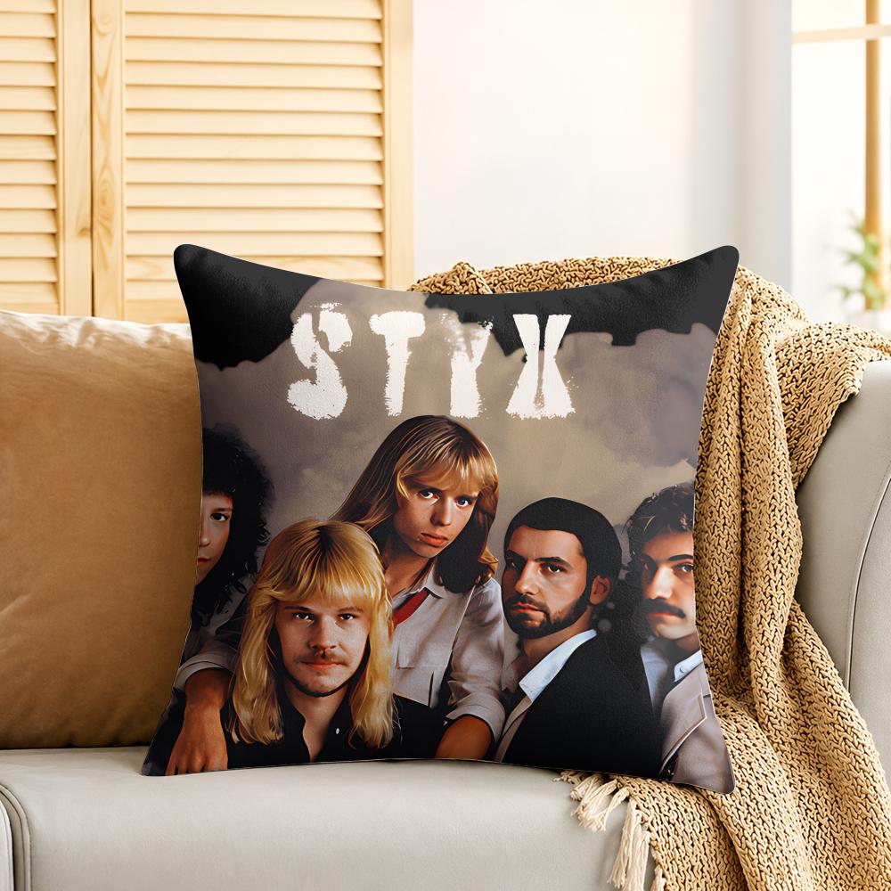 SStyx Rock Band Cool Cushion Cover Silky Short Plush Invisible Zipper Dustproof Sofa Pillow Case For Home Decor