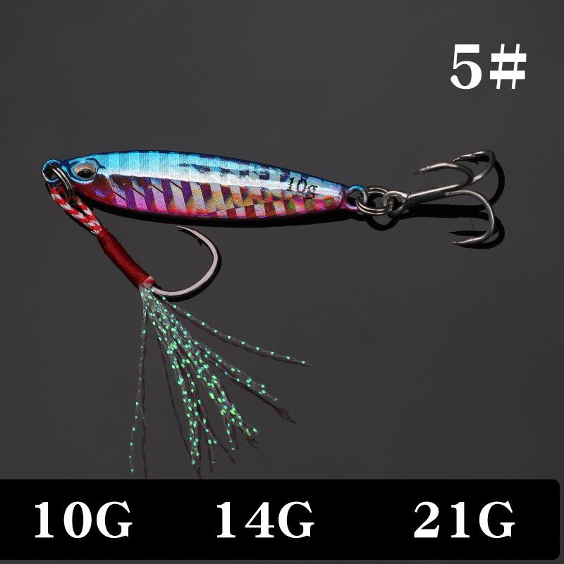 Длинная чугунная пластина Рыболовная приманка с двойным крючком для пресноводной и морской рыбалки