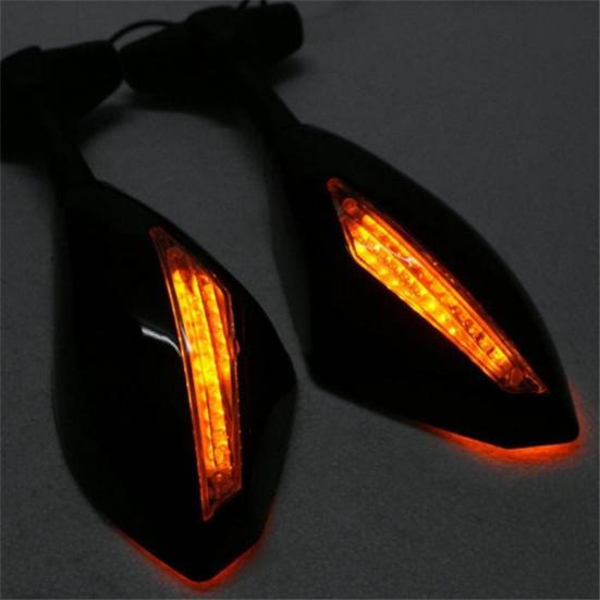 2Pcs Motorcycle Handlebar Mount Rearview Mirror with LED Turn Signal Lights
