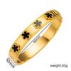 Luxury Waterproof Stainless Steel Five Leaf Flower Botanical Open Bangle Classic for Woman  Party Jewelry Gift Clover