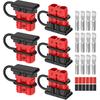 Anderson Connector 50A 600V Battery Quick Connect/Disconnect Kit for 6-12 AWG Cables with Waterproof Dust Caps, Anderson Plug for Winch, Trailer, RV,