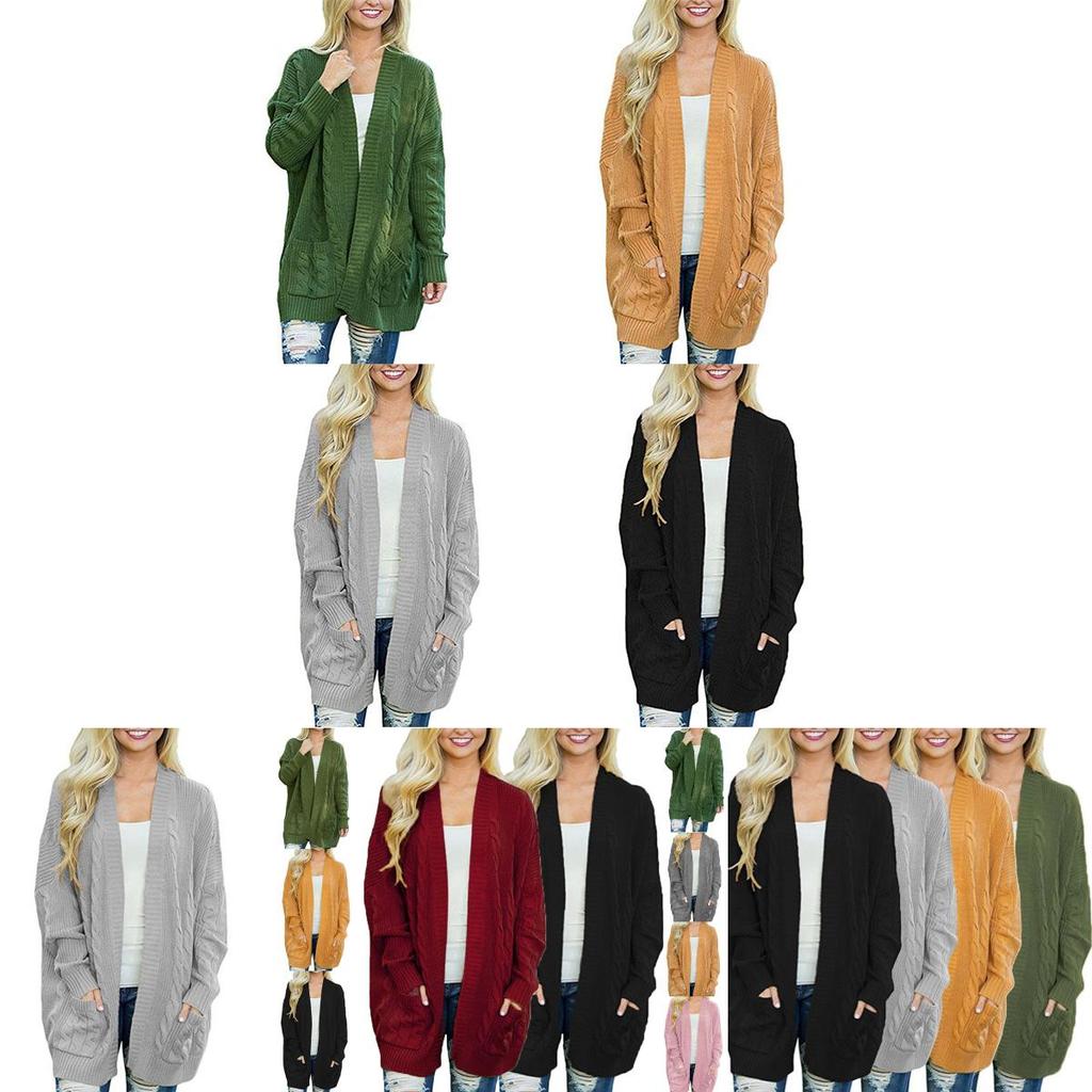Warm And Chunky Knit Women Cardigan Sleeve Casual Sweater Outwear