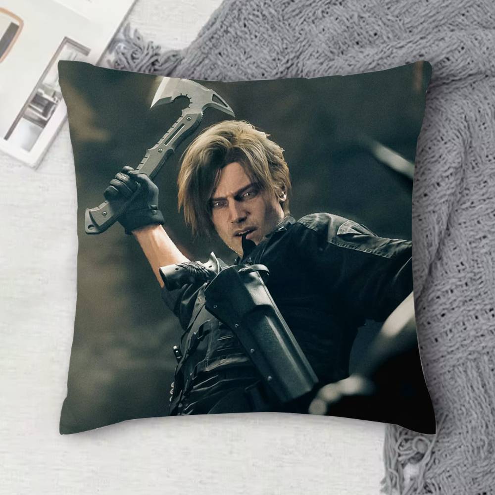 Leon R-Resident Re9 Evil 9 Double-Sided Printed Square Decorative Cushion Cover For Sofa Living Room Home Decor